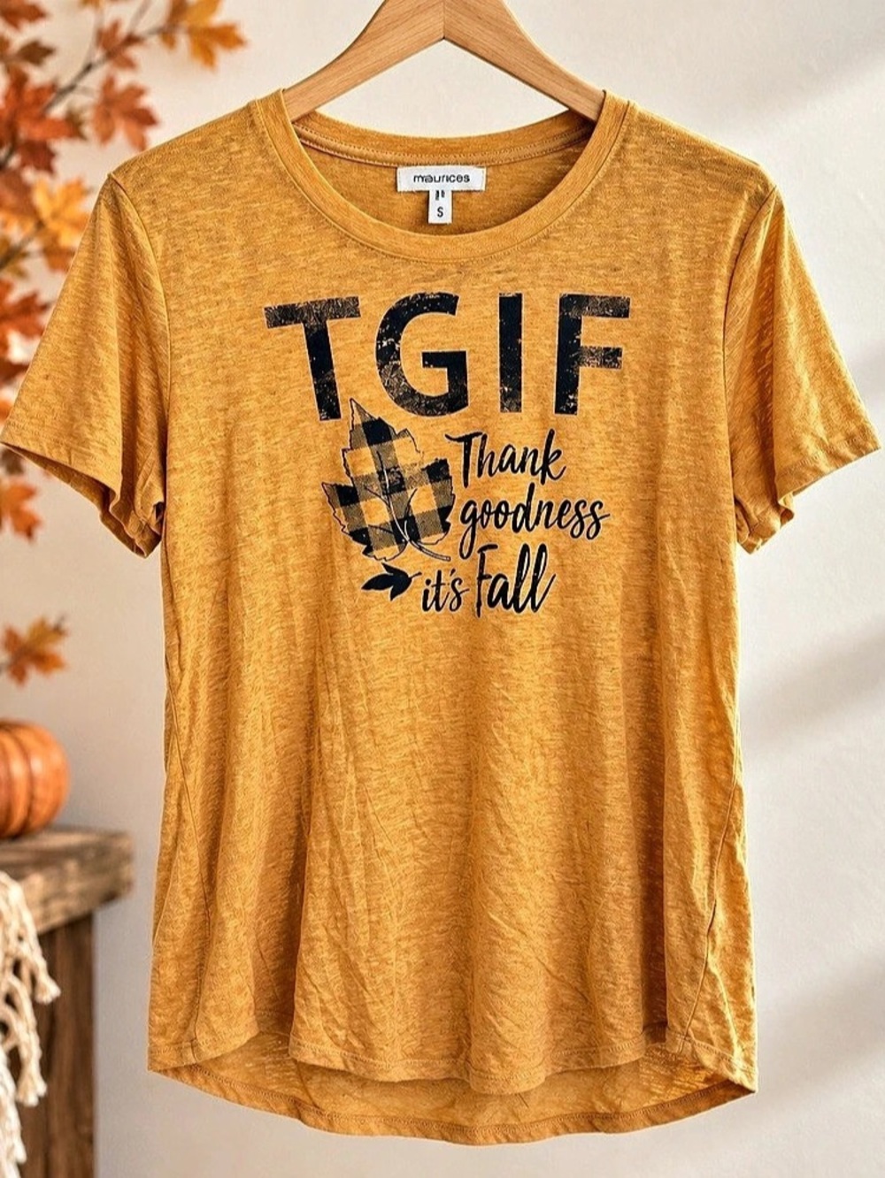 maurices TGIF Thank Goodness It'Small Fall Graphic Tee Orange & Black Small